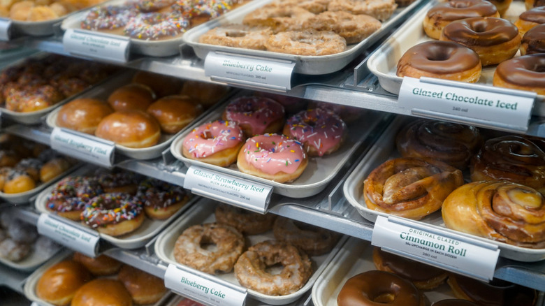 Krispy Kreme donuts on display