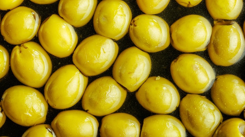 sliced green olives in brine