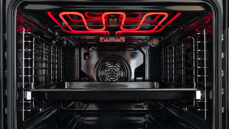 The interior of a hot oven