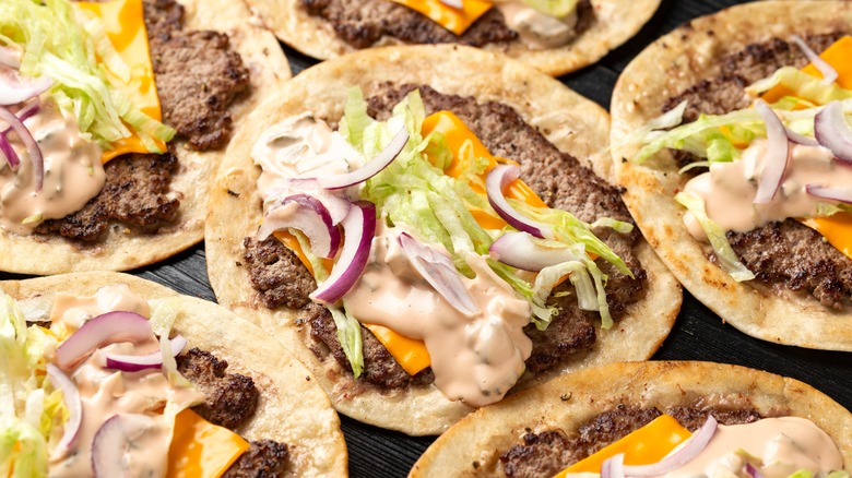 Smash burger tacos
