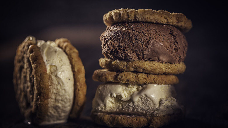 Three ice cream sandwiches