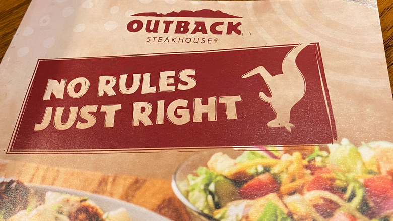 Closeup of the Outback menu on a table