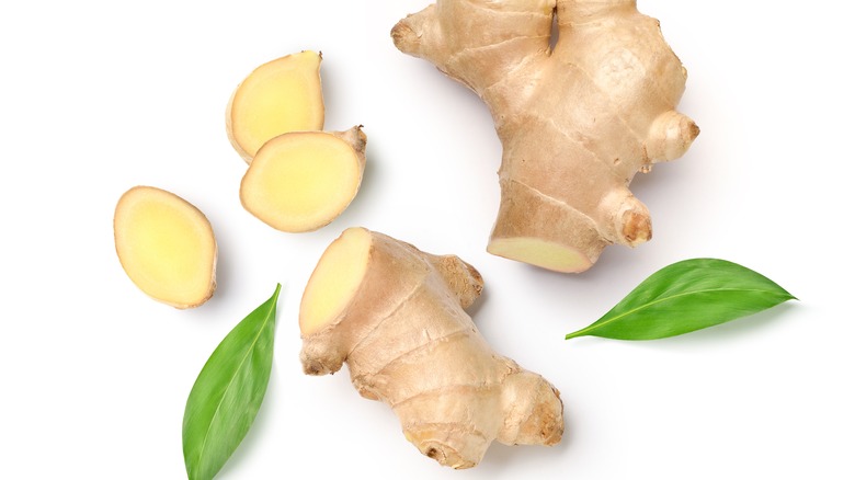 flat lay of ginger root