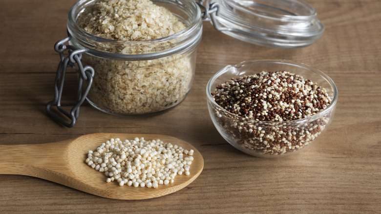 quinoa in a jar and on a spoon