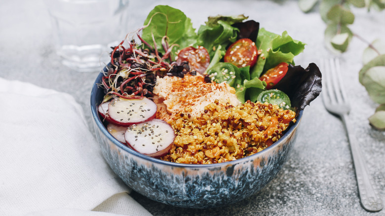 quinoa salad in ceramic bowl