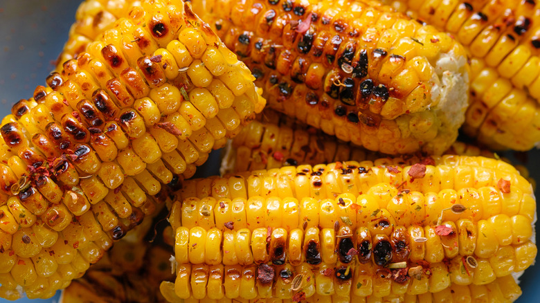 Browned cobbs of corn