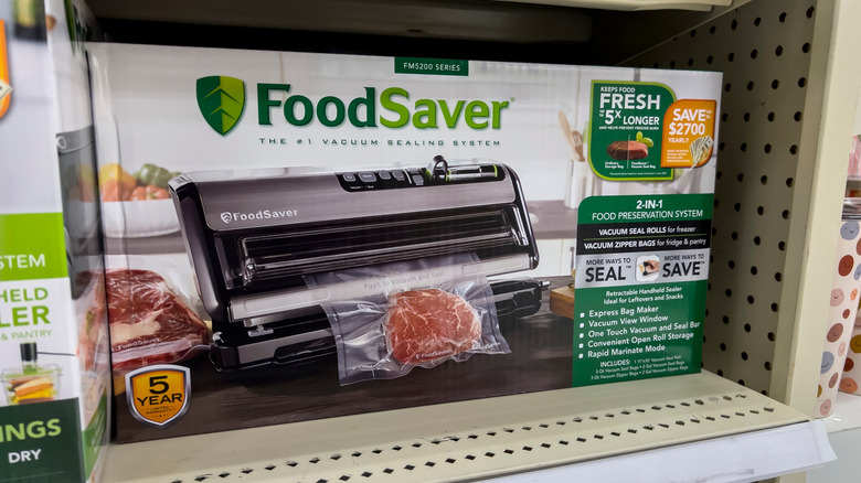 A FoodSaver box on a shelf