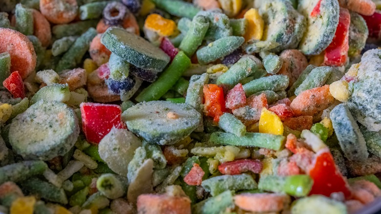 A mix of frozen vegetables.