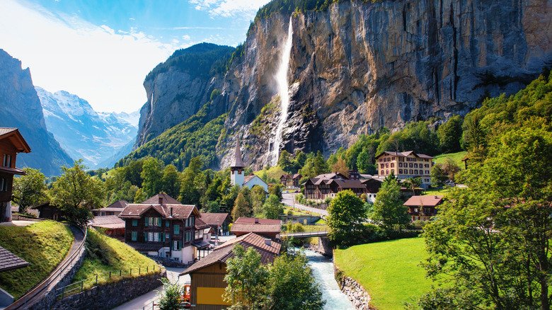 A bucolic Swiss village in the mountains
