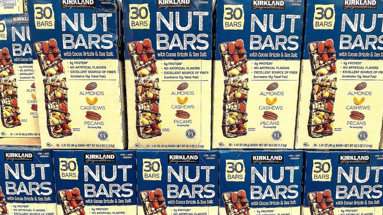 Wall of Costco's Kirkland Signature Nut Bars