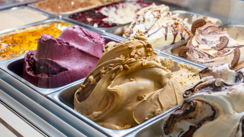 gourmet ice cream flavors on display