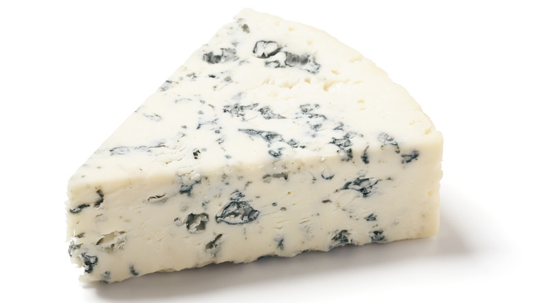 Close up of Danish blue cheese wedge