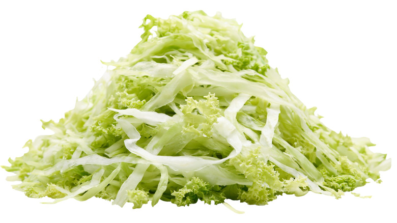 Pile of shredded iceberg lettuce