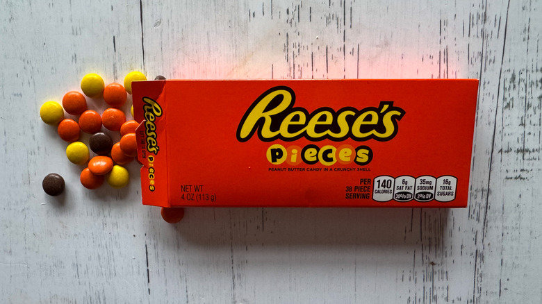 Reese's Pieces candy on white surface