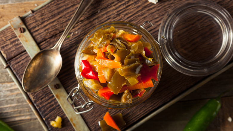 Homemade giardiniera in a dish