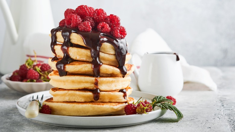 Stack of pancakes on a plate
