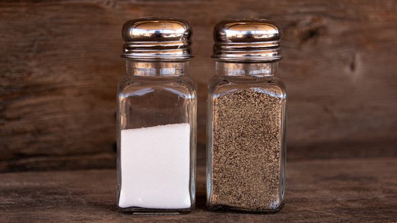 classic glass salt and pepper shakers with metal tops