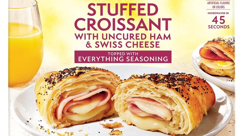 front of the box from sam's club advertising their stuffed croissant