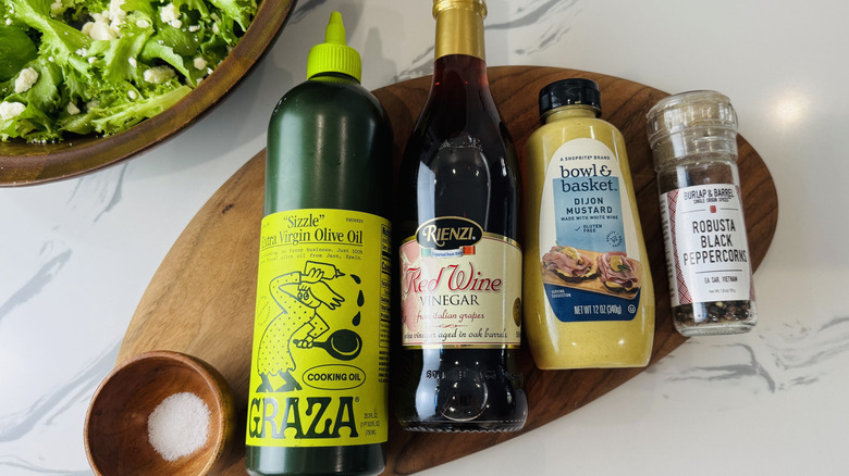 Ingredients for red wine vinaigrette