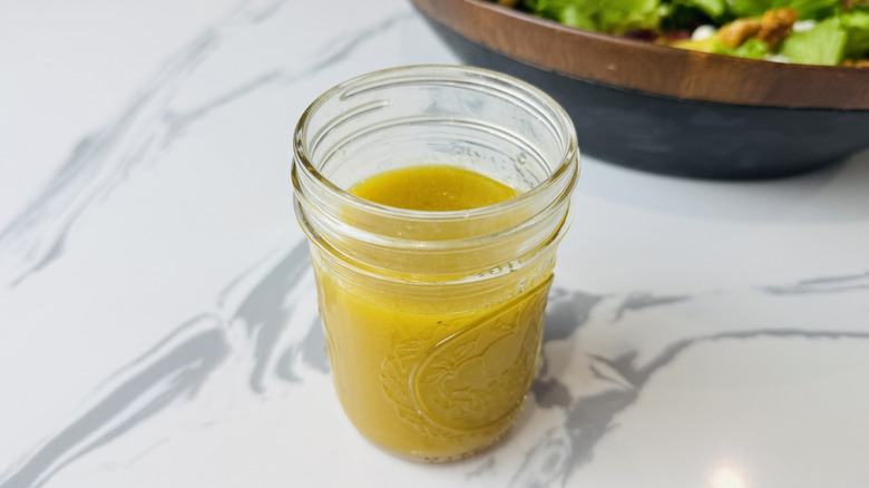 Red wine vinaigrette in a jar
