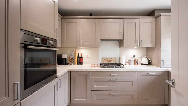 beige kitchen cabinets