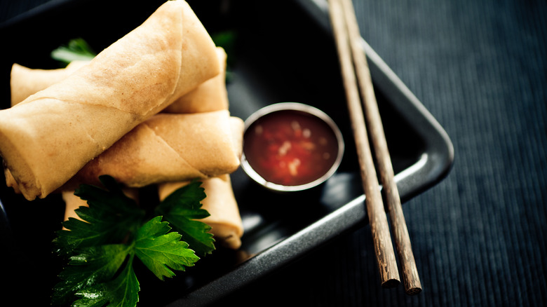 Plate of spring rolls