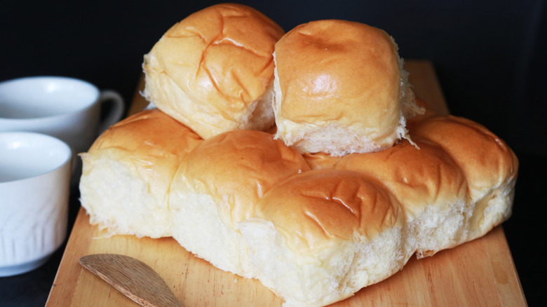 Stack of fluffy dinner rolls