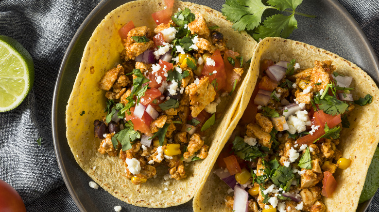 crumbled tofu tacos