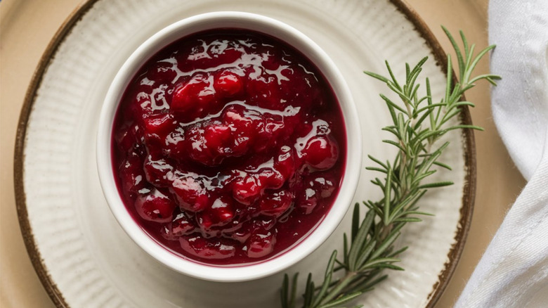 Cranberry sauce in a bowl