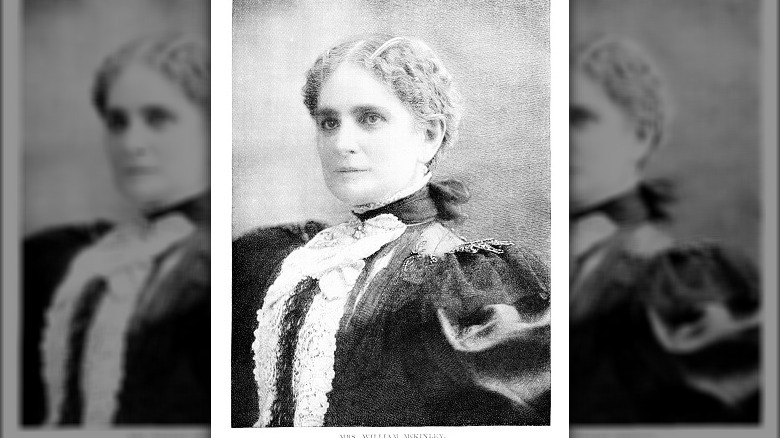 Ida McKinley wearing a dress and hair pulled back