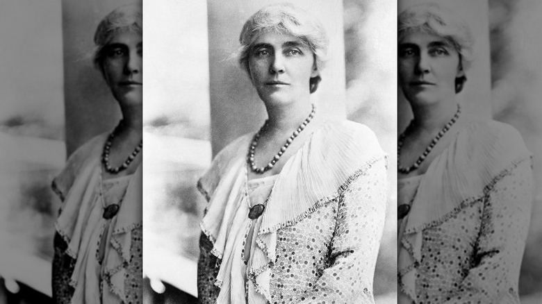 Lou Hoover wearing a white dress