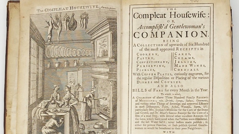 Inside cover of "The Compleat Housewife" published in 1727