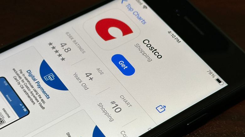 Costco app download on an iPhone