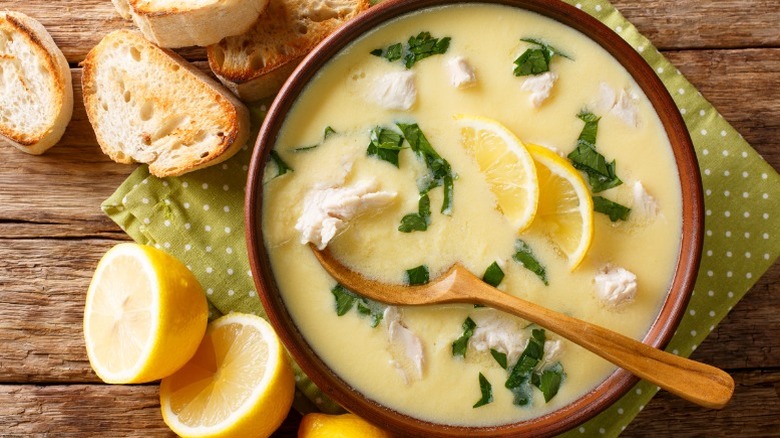 Avgolemono Greek lemon soup