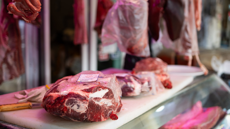 Beef at a meat stall