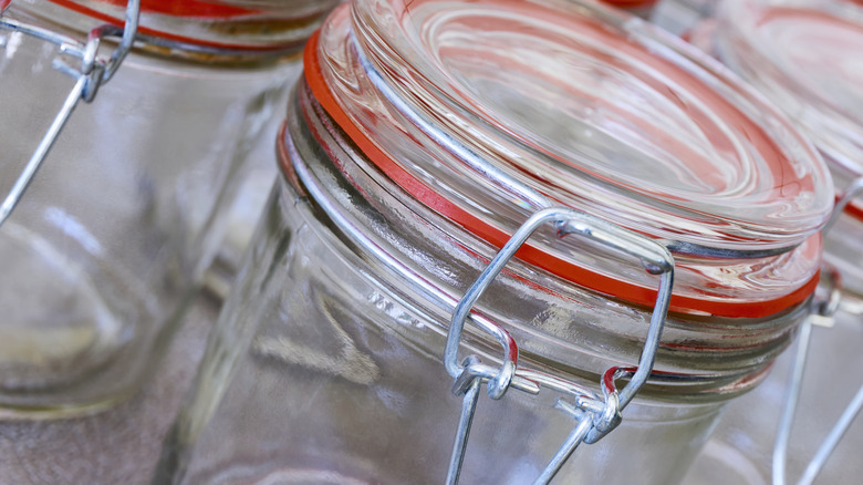 closeup of mason jar lids