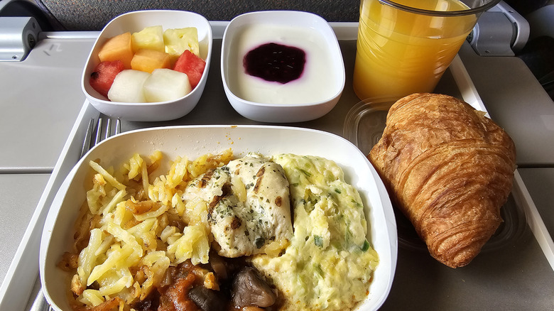 Airplane breakfast tray