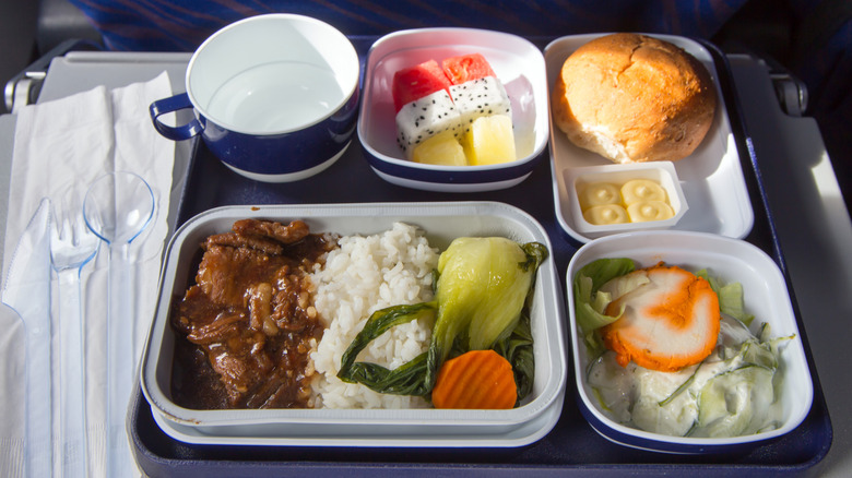 Airline meal on tray