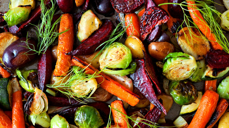mix of vegetables in a baking tray