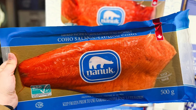 Package of Nanuk cold-smoked Pacific coho salmon