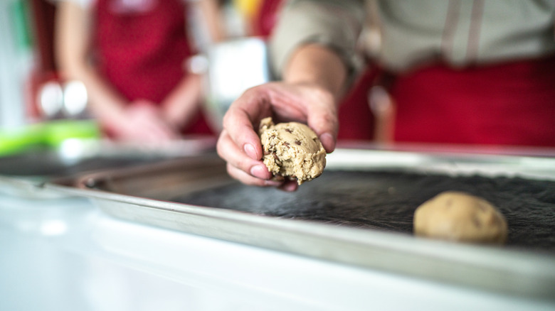 Placing dough on pan