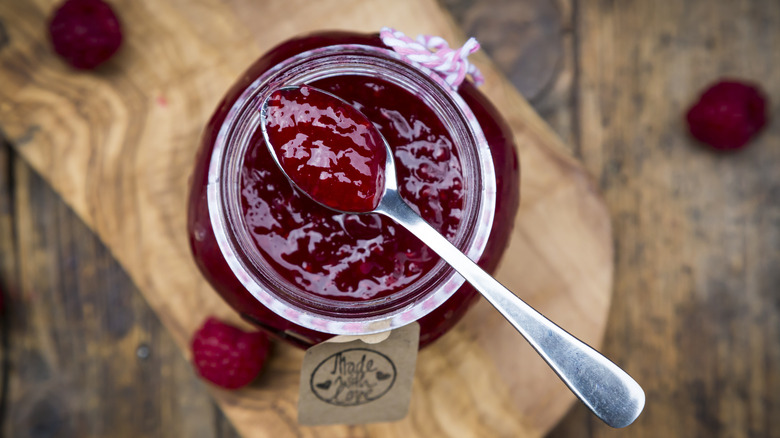 Homemade strawberry jam in a jar
