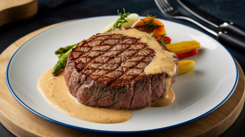 grilled steak with sauce