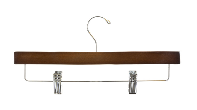 A pants or trouser hanger with clips.