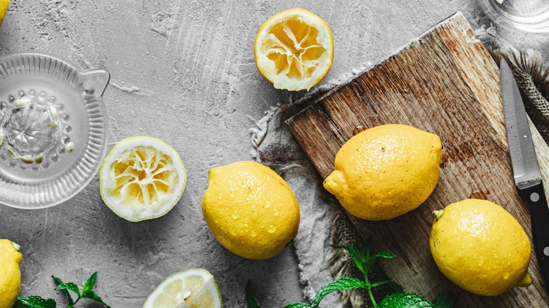 Lemons on a cutting board
