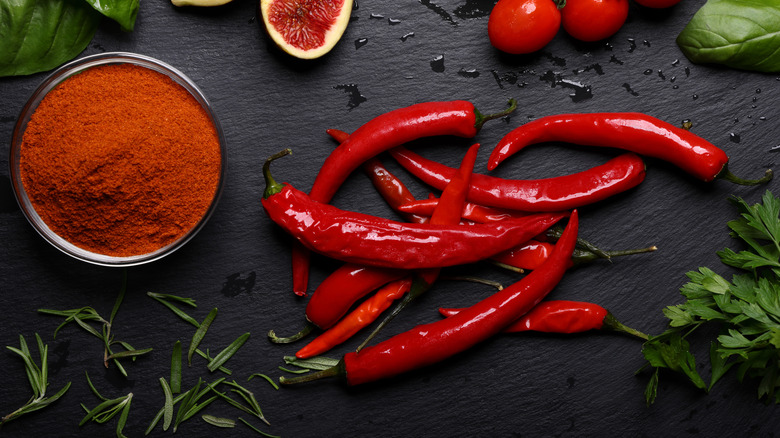 Pile of red chilies