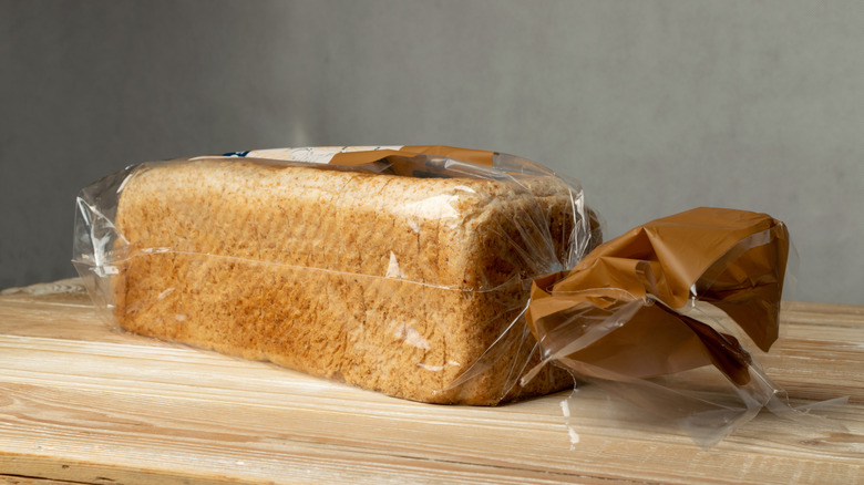 Packaged bread on a kitchen counter