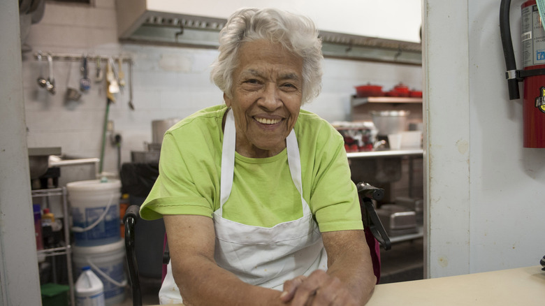 Leah Chase inside her restaurant
