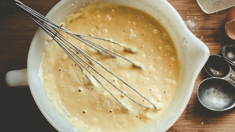 lightly mixed beer batter for deep-fried shrimp