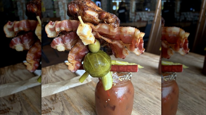 Watershed Bloody Mary with bacon, brussel sprout, wing